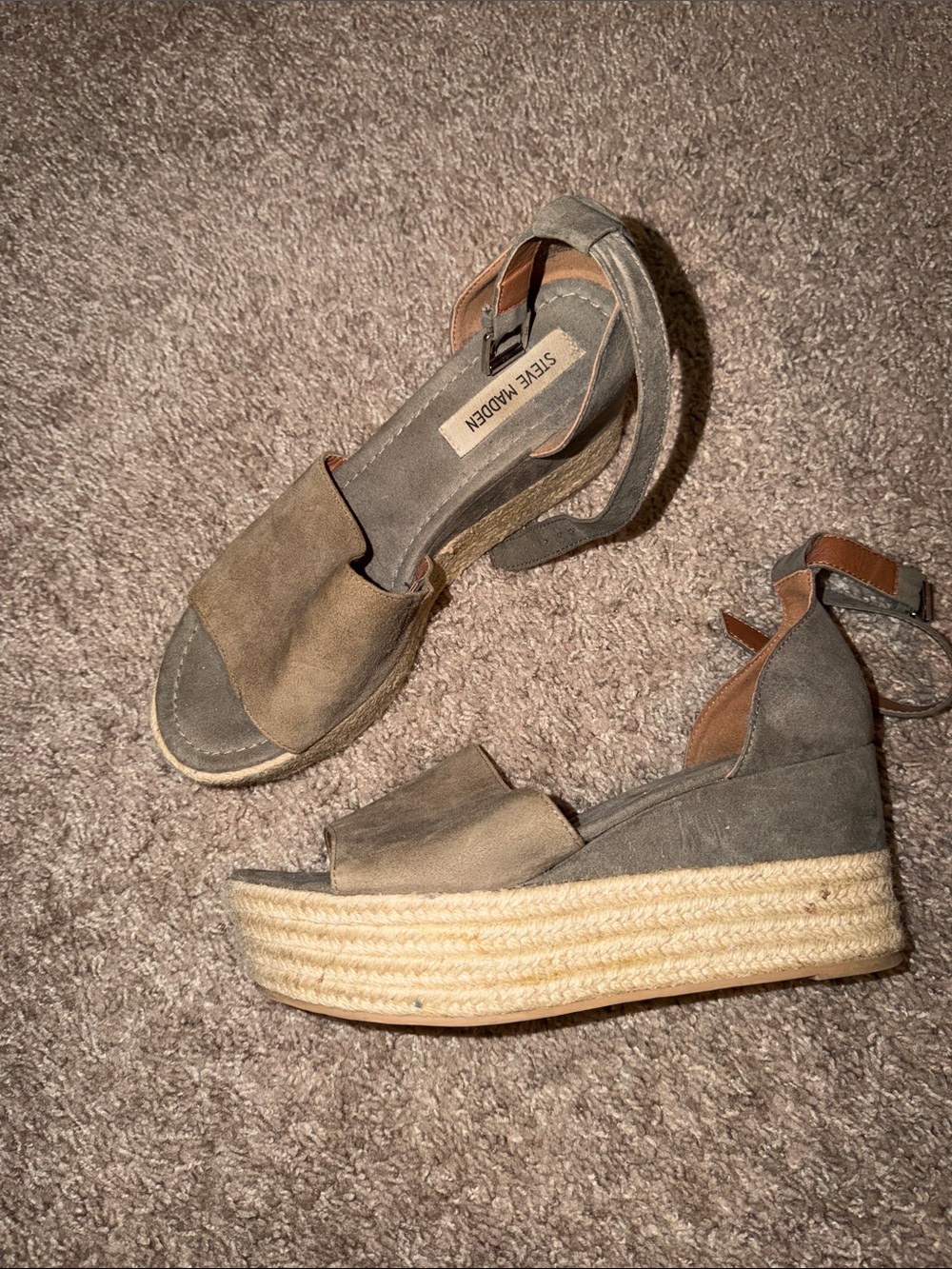 Steve Madden Women's Taupe Espadrille Platform Sandals